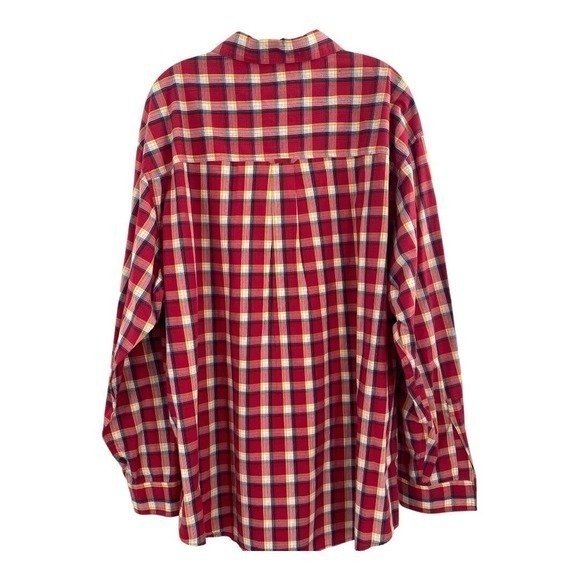 Chaps Ralph Lauren Easy Care Camp Shirt Red Plaid Button Up Long Sleeve Size XXL - Picture 3 of 10